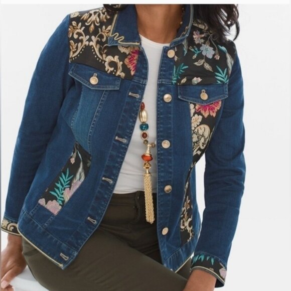 NWT Chico's Denim Heritage Jacket Heirloom Indigo Size Medium - Picture 16 of 16